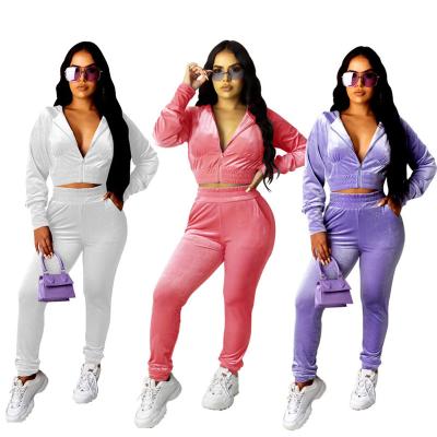 China Anti-pilling 2022 new arrivals velvet pants set sport hoodie women's spring two-piece sets for sale