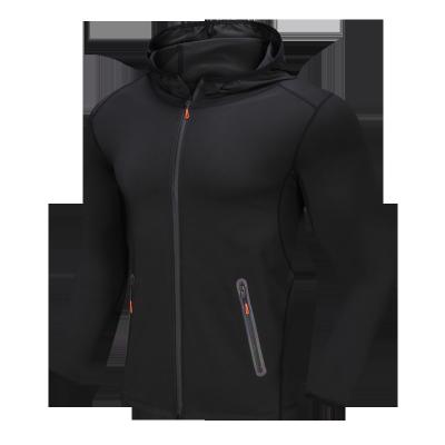 China Breathable Fitness Workout Men's Long Sleeve Hoodie Bodybuilding Zipper Jacket for sale