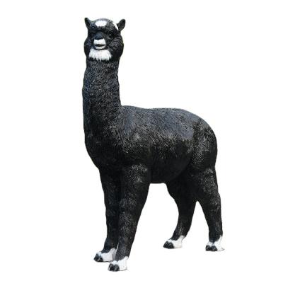 China Europe Resin Artificial Fiberglass Alpaca Statue Sculpture Large Size Life Size Cute Smiling Park Yard Garden Outdoor Decoration for sale