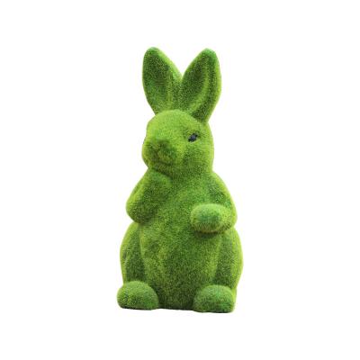 China Outdoor decorative resin rabbit park Europe garden easter decor statue resin green grass rabbit table resin assembled animal for sale