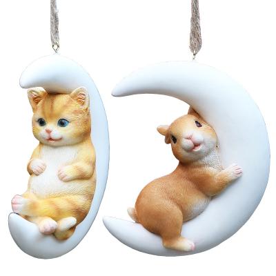 China Small Outdoor Ornaments Creative Cartoon Handwork Resin Decoration Park Europe Garden Swing Rabbit Animal Tree Ornaments for sale