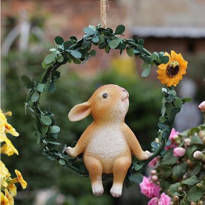 China Modern Garden Outdoor Decoration Worlwide Park Balcony Open Cartoon Creative Resin Rabbit Sculpture Animal Ornament for sale