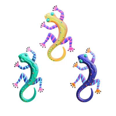 China Hot Selling European Amazon Style Home Decor Wrought Iron Gecko Lizard Wall Decor Metal Gecko Garden Wall Decoration for sale