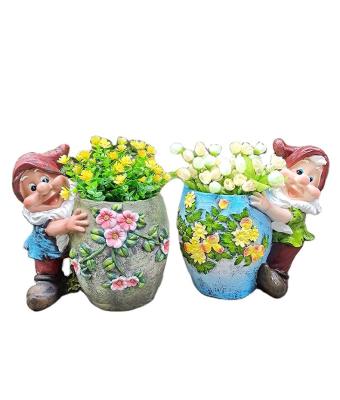 China Global outdoor garden balcony decoration resin open ornaments fiberglass creative succulent cartoon dwarf flower pot for sale