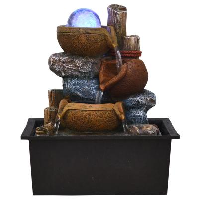 China European style modern creative indoor coffee table China living room Feng Shui water fountain desktop ornament with ball for sale