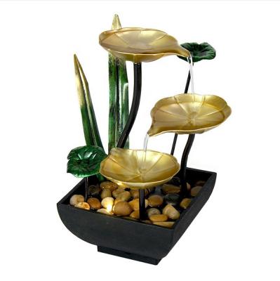 China Amazon Global Hot Sale Modern Office Bedroom Decor Interior Crafts With Pumps LED Lights And Wrought Iron Mini Desk Fountain Waterfall for sale