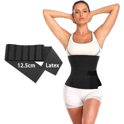 China Breathable Custom Latex 4 Logo 12.5cm 5 6 Yards Slimming Trainer Shapewear Waist Wrap Belly Belt Stretch Bandage Body Trainer for sale