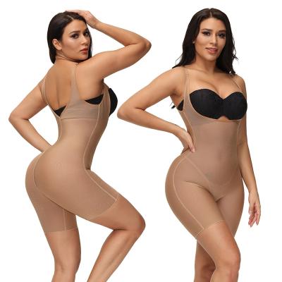 China Antibacterial Wholesale See Through Lace Mid-Thigh Butt Lifter Jumpsuit Female Body Shaper Sleeveless Full Jumpsuits for sale