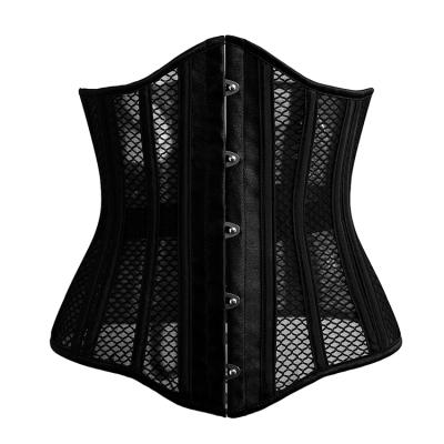 China Breathable Summer Medieval Steel Bones 26 Detachable 2 Piece Waist Cincher Corset Belt Body Shaper Top Slimming Bustier for sale