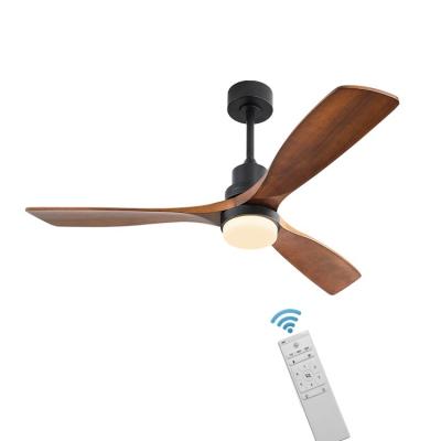 China Air Fan AC DC Motor 52 Inch Blade Ceiling Fan Indoor Industrial Modern Remote Control Led Light Solid Wood for sale