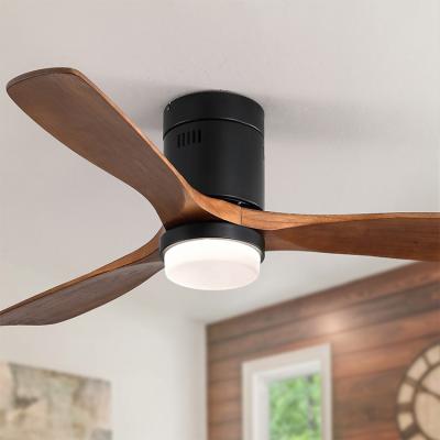 China Hot Selling Wooden AC Cooling Air Cooling Wifi Decorative Indoor Industrial Smart Switch Remote Control Led Ceiling Fan Light for sale