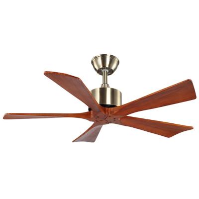 China Other Natural Solid Wood 5 Blades 52 Inch Chrome Electric Motor Decorative Ceiling Fan for sale