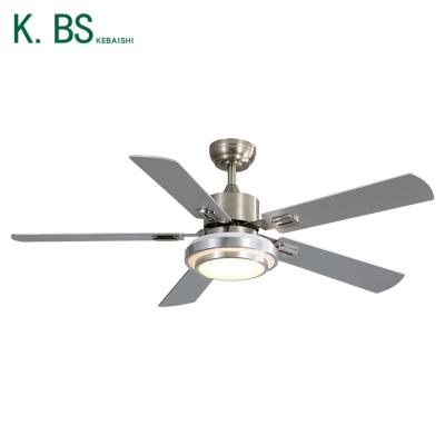 China Custom Remote Control Led Air Fan DC AC Motor 3 Plywood 5Blades Iron Plywood 5Blades CCT 52Inch Ceiling Fan With Light for sale