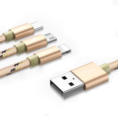 China Data Transmission YOOBAO 120cm 3 in 1 Cables with Type-C Micro Lightning Interface for sale