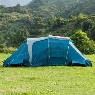 China Diagonal Tying Type Double Layer Large Family Outdoor Camping Tent For 5-6 Person Outdoor Family Tent With Waterproof for sale