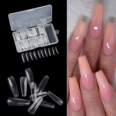 China Care Skyey Easy Shipping 100 Pcs/Box Acrylic Acid UV Full Cover Gel Clear White Natural False Finger Press On Nails for sale