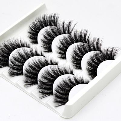 China Care Wholesale 3d Thick Skyey Handmade Synthetic Fiber 5 Pairs Multilayer Soft False Eyelashes for sale