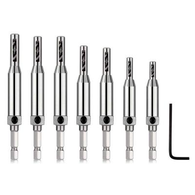 China Wood Drilling Bits Door Window Cabinet Hinge Hardware Self-Centering Drill Bit Set 7 Pcs (5/64-1/4) for sale