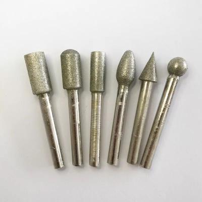 China Diamond Drill Bits 6-Piece Plated Diamond Grinding Machine Head Jade Glass Porcelain Stone Headstone Carving DIY Set for sale