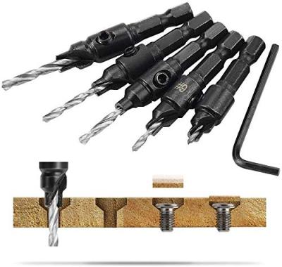 China Woodworking Milling Cutter Drill Bit Set Machine Tools Accessories with Hex Wrench for Plastic, Woodworking Tool By Power Drill (5Pcs, #5#6#8#10#12 ) for sale