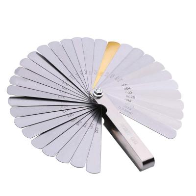 China Stainless Steel Thickness Gauge Dual Marked Metric and Imperial Gap Measuring Tool (0.04-0.88 mm, 32 blades) for sale