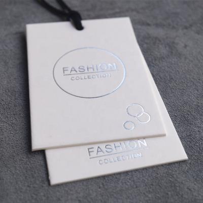 China Sustainable Factory Custom Silver With Recycled Paper Hang Tags For Clothing for sale