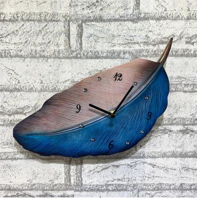 Китай Nordic Feather Wall Clock Antique Style 3d Silent Non-ticking Wall Clock For Home Decor продается