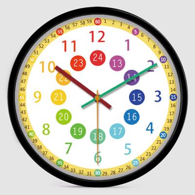 China Antique Style Children's Teaching Clocks For Bedrooms Kids Room Wall Decor Silent Analog Clock Te koop