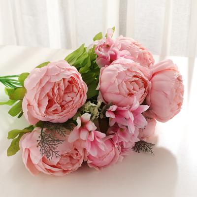 China Europe Peony Artificial Flower Vintage Artificial Peony Silk Flowers Wedding Home Decoration for sale