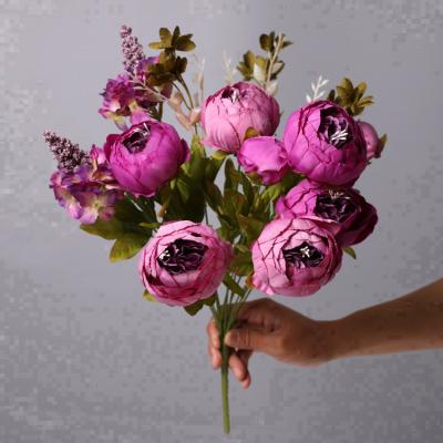 China Europe Vintage Peony Artificial Silk Flower Peony Flower Wedding Home Decoration for sale