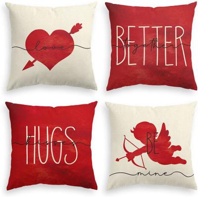 China Valentine's Day Love Heart Arrow Cupid Anti-Static Tile Covers Hugs Holiday Birthday Wedding Cushion Case Decoration For Sofa à venda