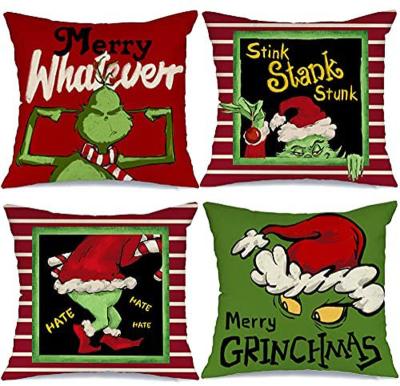 China Anti-Static Christmas Pillow Covers 18x18 Inch Christmas Decorations Farmhouse Throw Pillowcase Holiday Cushion Canvas Case For Home Decor for sale