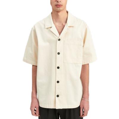 China Anti-pilling 100% Cotton Workwear Spread High Quality Casual Collar Button Up Designer Cotton Shorts Sleeve Mens Shirts for sale