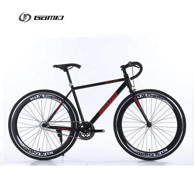 China 120kg Capacidad de carga GOMID Cuadro de acero Bicicleta de velocidad única de engranaje fijo Bicicleta para pista de carreras personalizada Manillar Barra de baja de acero en venta