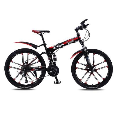 Cina Customized OEM Full Suspension Mountain Bikes 24 26 29 Inch Carbon Steel Frame Folding Bike con leve di cambio integrate in vendita