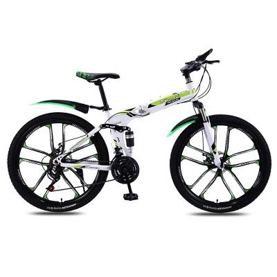 China Foldable Bikes with Customized Carbon Steel Frame Double Disc Brakes Full Suspension Aluminum Alloy Rim Material for sale