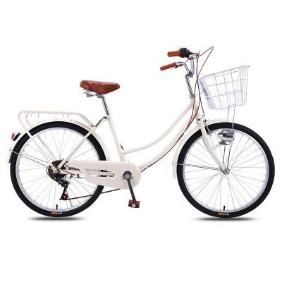 China Retro 24 26 Inch Vrouwen Fiets Utility City Bike Carbon Steel Materiaal Te koop