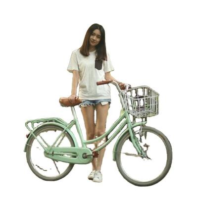 China Ladies Bicycle Old Style City Bike with Basket 20/24 Inches Women's Cycle Fully Enclosed Chain Box for sale