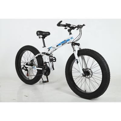 China Customizable 26 Inches Fat Tire Folding Snow Mountain Bike with Aluminum Alloy Shift Levers and carbon Steel Fork for sale