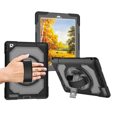 China 360 Degree Protective Rotating Hand Strap Shockproof Transparent Waterproof High Case For iPad 2/3/4 for sale