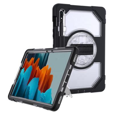 China Heavy Duty Military Coated Kickstand Case Of The Three Tablet Case For Samsung Galaxy Tab S7 Case For T870/T875 With Kickstand for sale