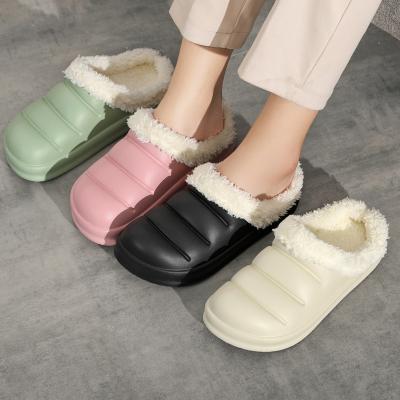 China Fashion Trend Wholesale Winter Simple Warm Comfortable Faux Fur Slipped Women Slippers Home Shoes for sale