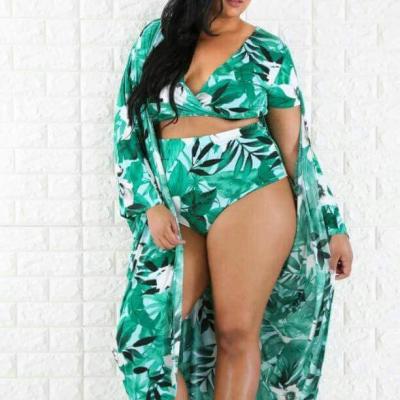 China Custom Manufacturer Big Plus Size High Waist Women's Swimwear Plus Size Swimwear For Fat Women Swimsuits for sale