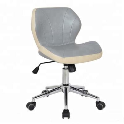 China (Size) M&C Adjustable Small Size Bent Wood Abrasion-Proof Leather Office Chair Without Armrest for sale