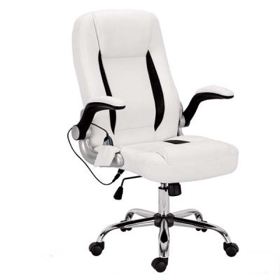 China White Leather PU Massage Office Chair (Height) M&C Adjustable Back High Swivel for sale