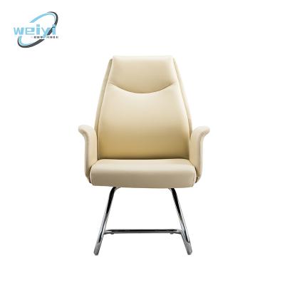 China Other Customizable Comfortable Fixed Leather Executive Chair Metal Frame Office Meeting Visitor Chair Leather Office Chair for sale