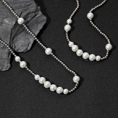 China Hiphop Fashion Bead Necklace Stainless Steel Around Beaded Choke Necklace For Women Men Hip Hop Jewelry for sale