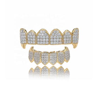 China New Arrival Hip Hop Cuspid Hip Hop Grillz Gold With Diamond Stone Grillz Jewelry Decoration Your Teeth Hip Hop for sale