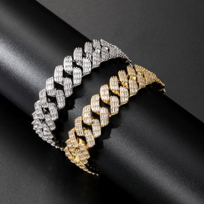 China New 17mm Cuban Link Hiphop Bracelet Iced Out Gold Plated Bracelet Hip Hop Diamond Mens Rapper Jewelry Zircon for sale