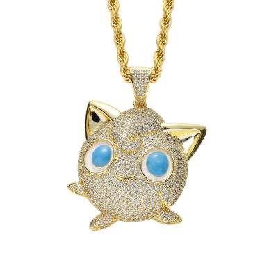 China New Wholesale Cute Pet Hip Hop Mirco Mave Cubic Zirconia Stone Pendant Necklace Iced Out Necklaces Man Jewelry for sale